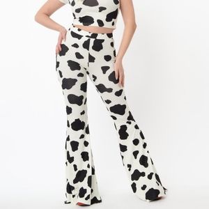 Saints & Hearts Cow Print Flare Pants